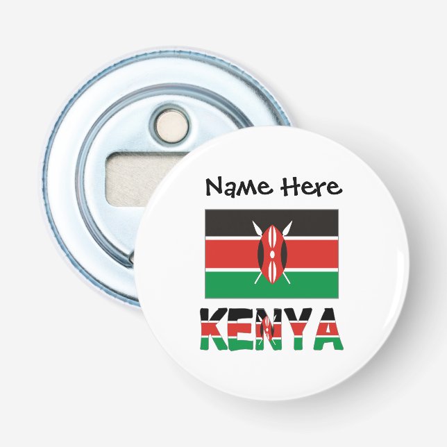Kenya Kenyan Flag Personalized Name  Bottle Opener (Front)