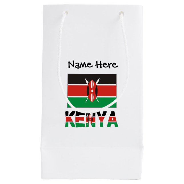 Kenya Kenyan Flag Personalized Name  Small Gift Bag (Front)