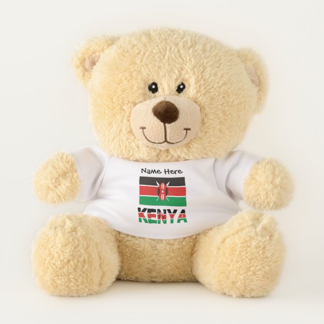 Kenya Kenyan Flag Personalized Name  Teddy Bear (Front)