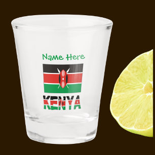 Kenya Kenyan Flag Tiled Green Personalization Shot Glass