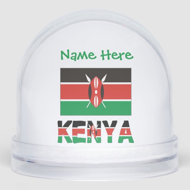 Kenya Kenyan Flag Tiled Green Personalization Snow Globe (Front)