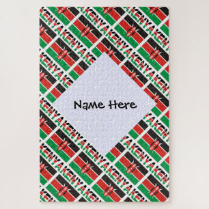 Kenya Kenyan Flag Tiled Personalized Jigsaw Puzzle