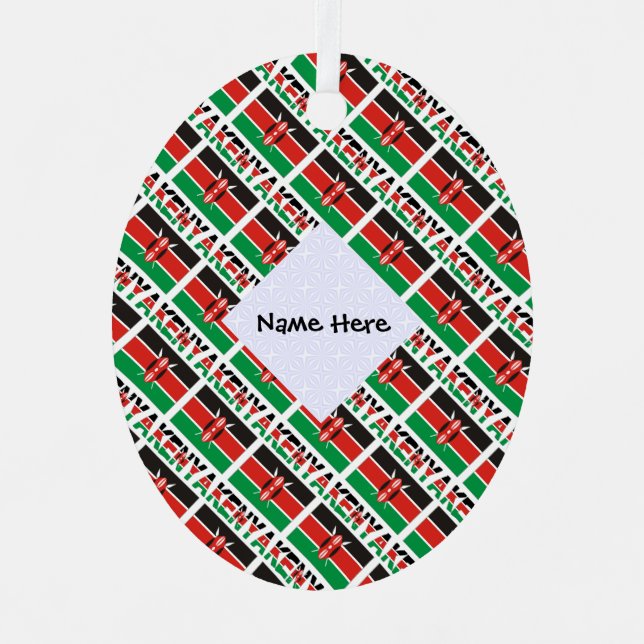 Kenya Kenyan Flag Tiled Personalized  Metal Ornament (Front)