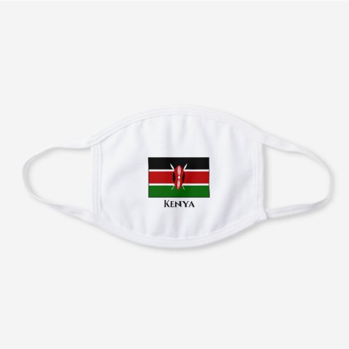 Kenya Kenyan Flag  White Cotton Face Mask