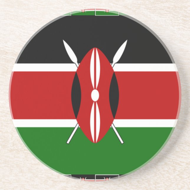 Kenya Kenyan Flags Sandstone Coaster (Front)