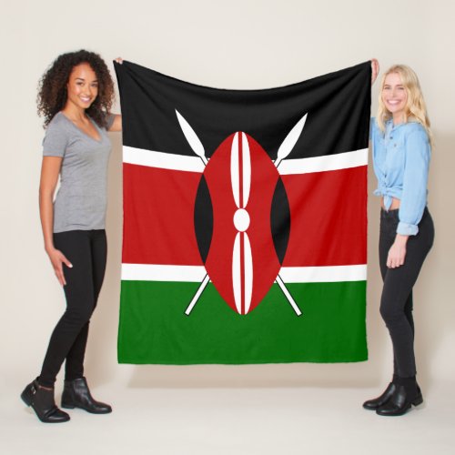 Kenya Maasai flag Bendera ya Kenya Fleece Blanket