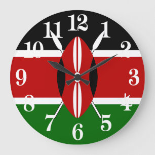 Kenya Maasai flag Bendera ya Kenya Large Clock