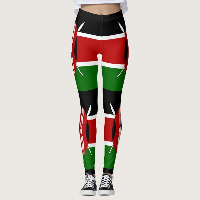 Kenya Maasai flag Bendera ya Kenya Leggings (Front)