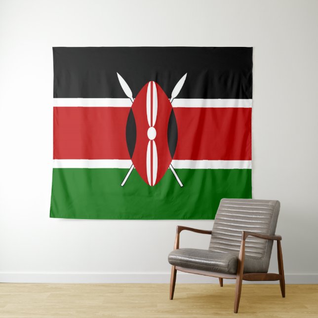 Kenya Maasai flag Bendera ya Kenya Tapestry (In Situ (Horizontal))