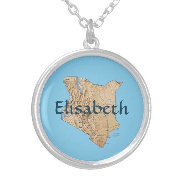 Kenya Map + Name Necklace (Front)