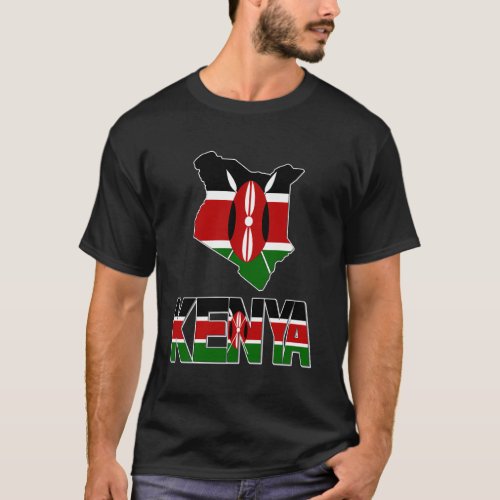 Kenya Map With Kenya Flag Love Kenya Kenyan Pride T_Shirt