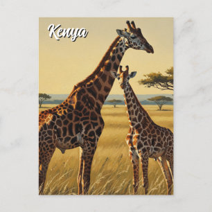 Kenya Masai Mara Giraffes Travel Postcard