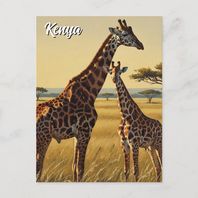 Kenya Masai Mara Giraffes Travel Postcard (Front)