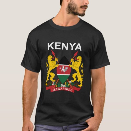 Kenya National Emblem And Kenyan Country Name T_Shirt