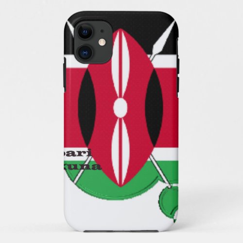 Kenya National Flag Colors Design Black Red Green iPhone 11 Case