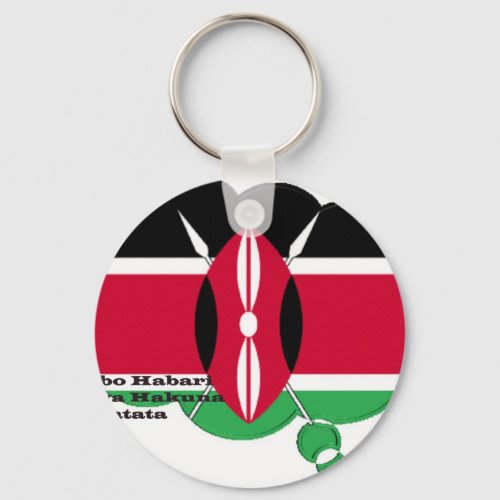 Kenya National Flag Colors Design Black Red Green Keychain