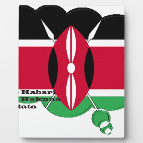 Kenya National Flag Colors Design Black Red Green Plaque