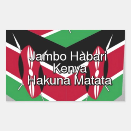 Kenya National Flag Colors Design Black Red Green Rectangular Sticker