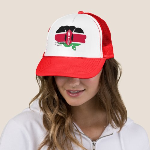 Kenya National Flag Colors Design Black Red Green Trucker Hat