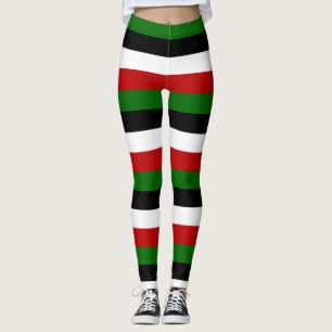 Kenya National Flag Colors Horizontal Striped Leggings