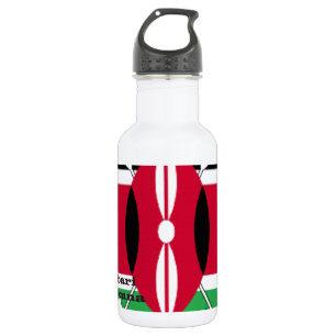 Kenya National Flag Colors Pattern Art Design Stainless Steel Water Bottle