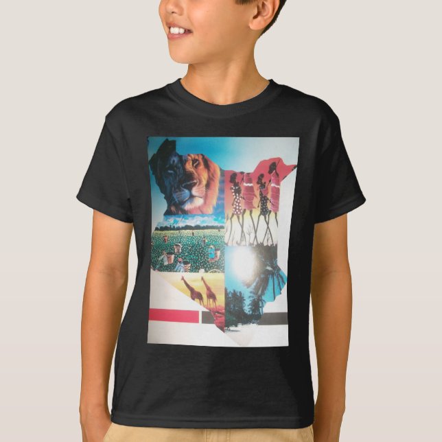 Kenya National Flag Colors Pattern Art Design T-Shirt (Front)