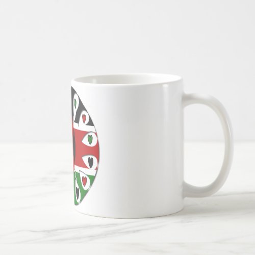 Kenya National Flag Colors with Lovely Hearts Coffee Mug