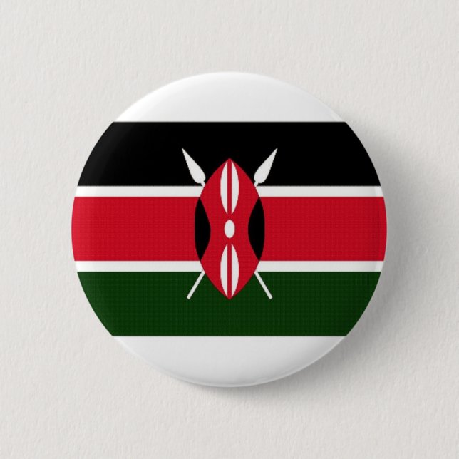Kenya National Flag Pinback Button (Front)