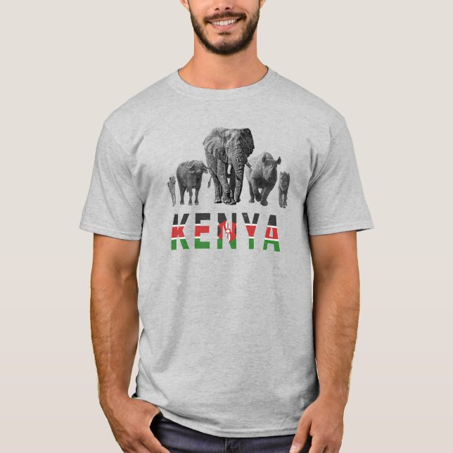 Kenya Pride Big 5 Wildlife for Kenya Fans T-Shirt (Front)