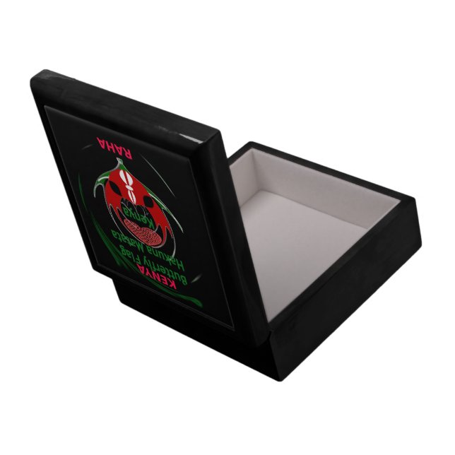 Kenya Raha: Hakuna Matata | Flag Motif Art Design  Keepsake Box (Back Open)