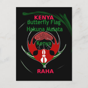 Kenya Raha: Hakuna Matata   Flag Motif Art Design  Postcard