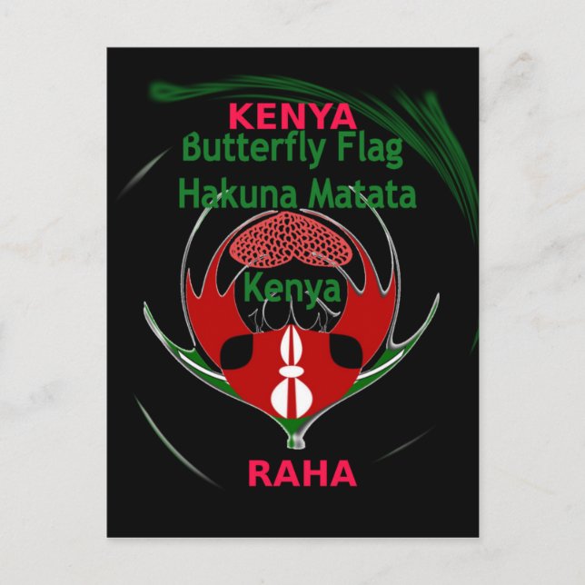 Kenya Raha: Hakuna Matata | Flag Motif Art Design  Postcard (Front)