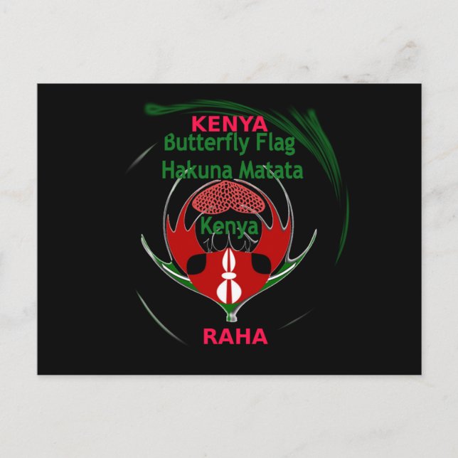 Kenya Raha: Hakuna Matata | Flag Motif Art Design  Postcard (Front)