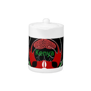 Kenya Raha: Hakuna Matata   Flag Motif Art Design  Teapot