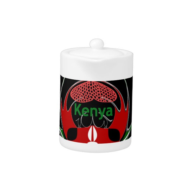 Kenya Raha: Hakuna Matata | Flag Motif Art Design  Teapot (Front)