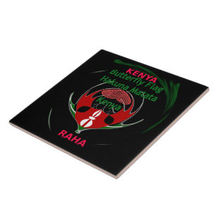 Kenya Raha: Hakuna Matata   Flag Motif Art Design  Tile
