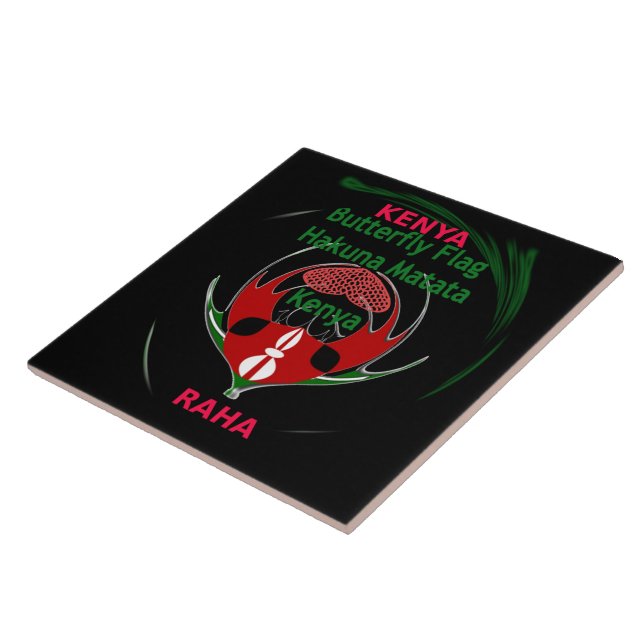 Kenya Raha: Hakuna Matata | Flag Motif Art Design  Tile (Side)