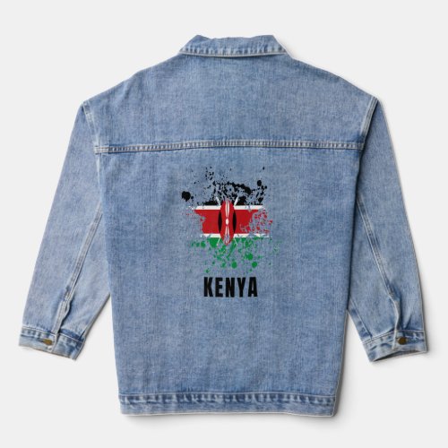 Kenya Retro Vintage Watercolors Sport Kenyan Flag  Denim Jacket