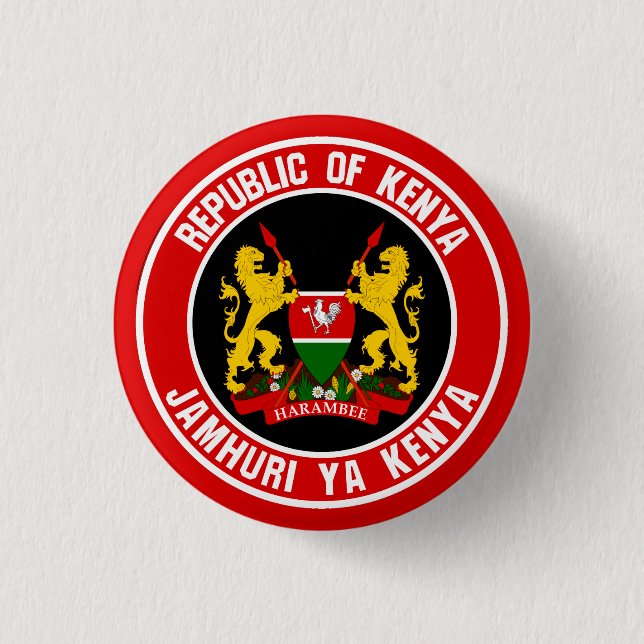 Kenya Round Emblem Button (Front)