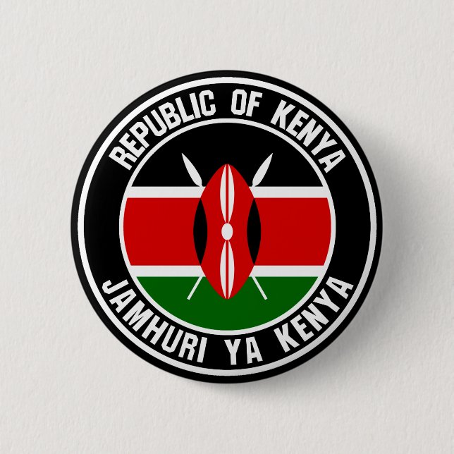 Kenya Round Emblem Button (Front)