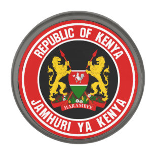 Kenya Round Emblem Gunmetal Finish Lapel Pin