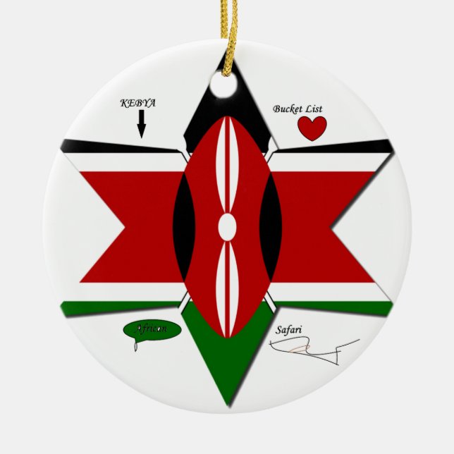 Kenya Safari Ceramic Ornament (Front)