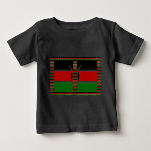 Kenya Seamless Flags border frames Baby T_Shirt