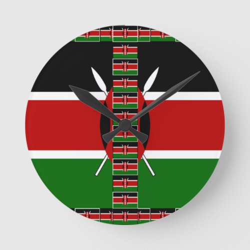 Kenya Seamless Flags border frames Round Clock