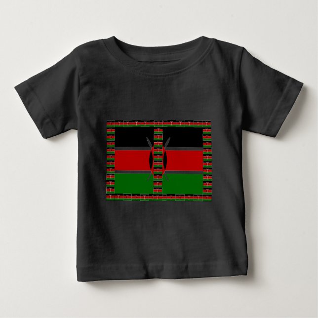 Kenya Seamless Miniature Flags Border Frames Art  Baby T-Shirt (Front)