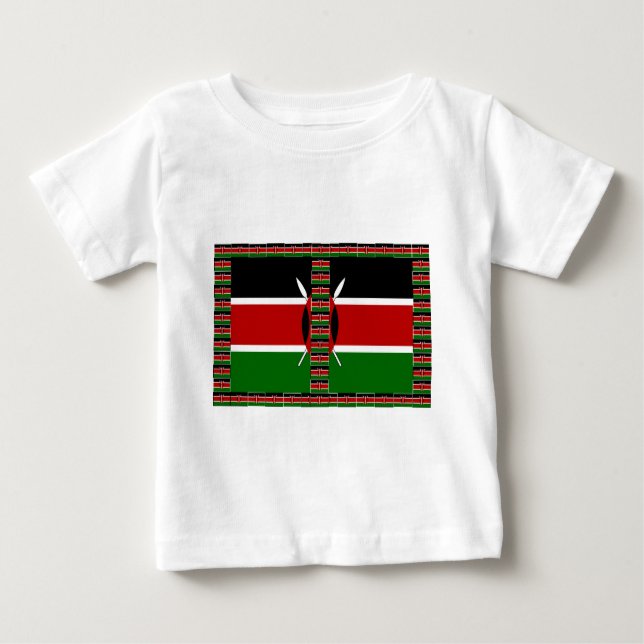 Kenya Seamless Miniature Flags Border Frames Art  Baby T-Shirt (Front)
