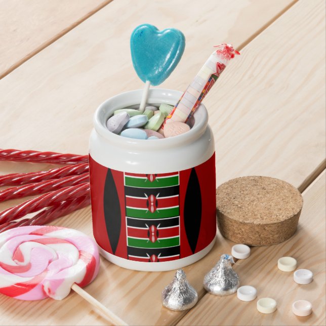 Kenya Seamless Miniature Flags Border Frames Art  Candy Jar (In Situ)