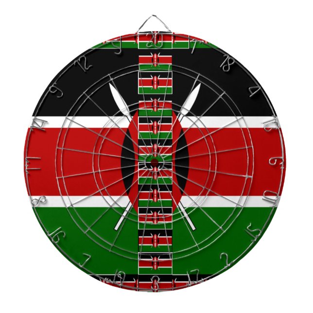 Kenya Seamless Miniature Flags Border Frames Art  Dart Board (Front)