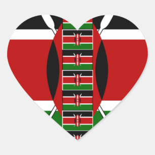 Kenya Seamless Miniature Flags Border Frames Art Heart Sticker