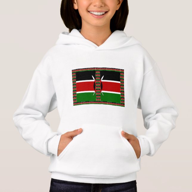 Kenya Seamless Miniature Flags Border Frames Art  Hoodie (Front)